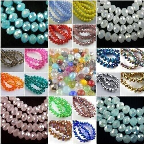 4mm Beads Faceted 100-1000Ps Spacer Crystal Glass Rondelle Bulk Jewelry NEW
