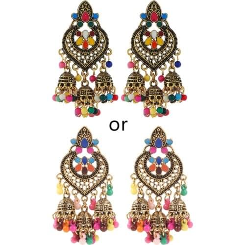 Retro Indian Bollywood Kundan Jhumka Jhumki Drop Earrings Gypsy Fashion Jewelry