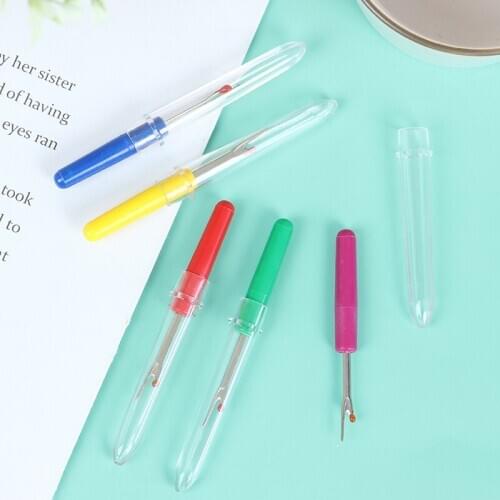 1pc Pointed Stitches Removed Tool Safe Plastic Handle Craft Thread Cutter Color Random