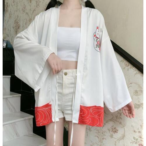 Summer Thin Coat Japanese Fashion Bathrobe Kimono Student Cardigan Kimono Woman Man Loose Outer Garment