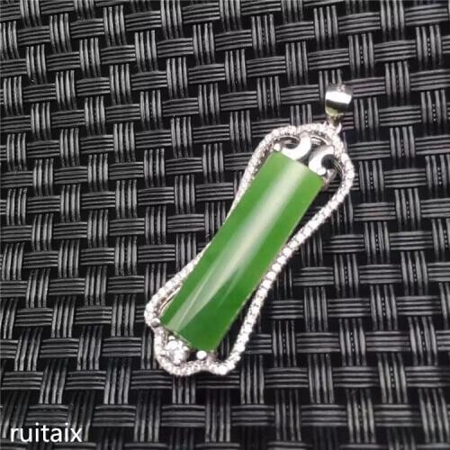 KJJEAXCMY boutique jewels S925 Pure silver inlay natural jade lady pendant + necklace olive dandelion jewelry plant leaves