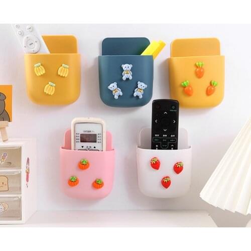 Creative Wall Storage Box Adhesive Seamless Paste Plastic Remote Control Mobile Phone Kitchen Bathroom Storage Rack