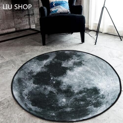 LIU Nordic trend round suede carpet living room bedroom mat Planet earth moon rug bath fashion 60/80/100/120/150/180cm
