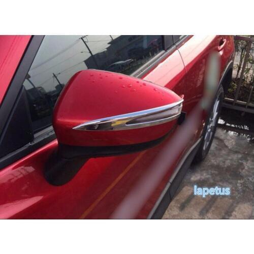 Lapetus Side Rearview Mirrors Strip Decoration Stickers Cover Trim / With Turn Light Hole Model For Mazda CX5 CX-5 2015 2016 ABS