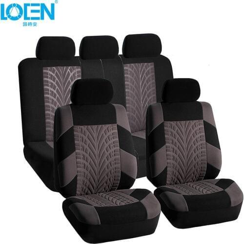 LOEN Universal Car Seat Cover Set Front Seat Rear Seat Protection Covers Polyester Fit 95% Cars Auto Interior Accessory 5 Color