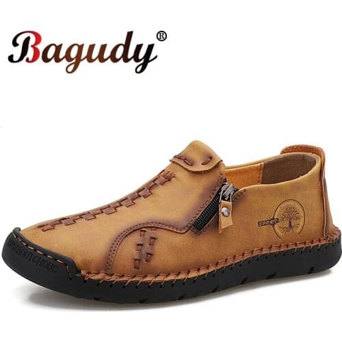 Fashion Summer Mens Casual Shoes Fashion Men Handmade Leather Loafers Soft Mens Slip-ON Loafers Outdoor Non-slip Driving shoes