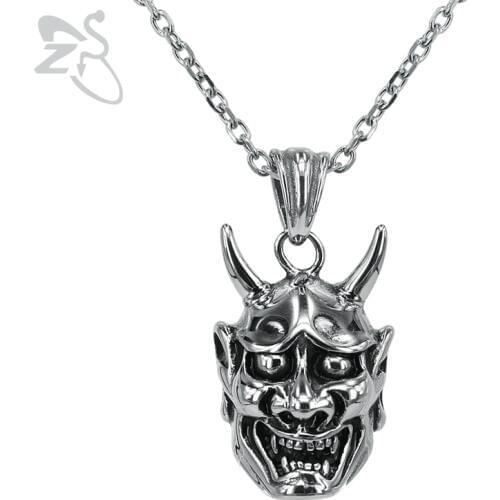 ZS Mens Punk Skull Pendant Necklace Stainless Steel Jewelry Big Evil Head Pendants Male Rock Roll Biker Jewelry Accessories