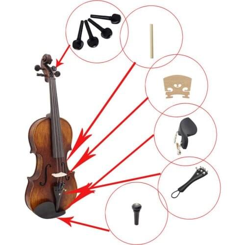 Violin Accessories Set 15-piece Set Of Piano Code Pull String Chinrest Ebony Musical Instrument Accessories Musical Instruments