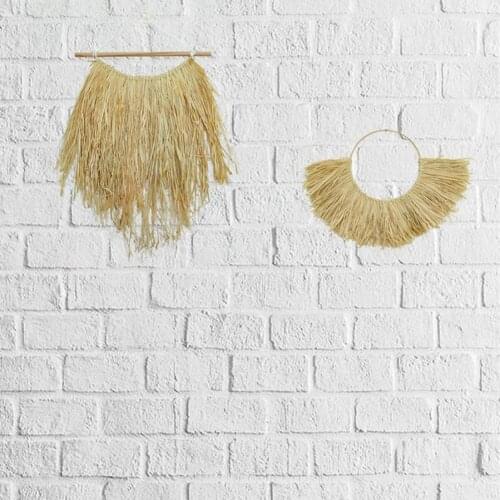 European Style Handmade Hanging Decorations Rustic Boho Raffia Wall Hanging Pendant Children Room Wall Hanging Ornaments