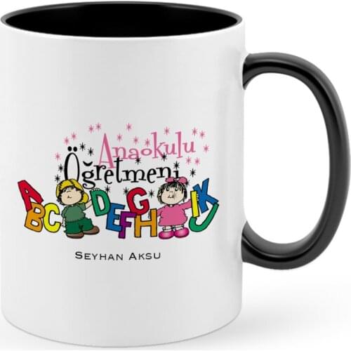 Personalized Nursery School Teacher Black Mug Cup-4