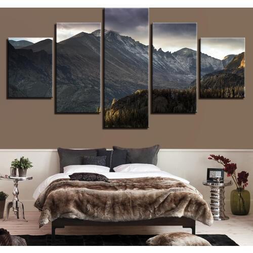 Landscape Sky Cloud Star Mountain River Hot Air Balloon 5 Piece Wall Pictures For Living Room Color Painting Art Home Decor