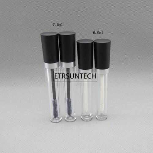 6ml Clear Plastic Lip Gloss Tube n black Cap, 7.5ml Empty Round Professional Mascara Container F20172133