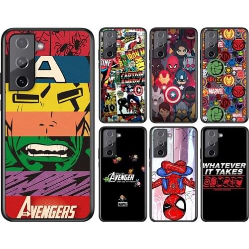 Marvel Avengers Cartoons Logo For Samsung Galaxy S21 S20FE S10 S10e S9 S8 S7 S6 Ultra Plus Lite Edge 5G Phone Case