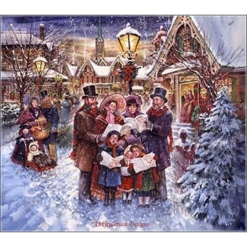 Counted Cross Stitch Kits Needlework Embroidery - Crafts 14 ct Aida DMC Color DIY Arts Handmade Home Decor - Joyful Carolers