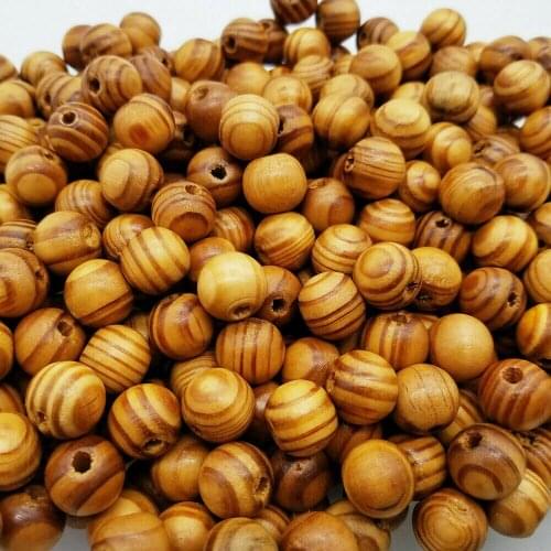 DIY Natural Wood Beads Loose Round Pine Wooden Stripe Beads Spacer Bracelet Necklace Jewelry Making