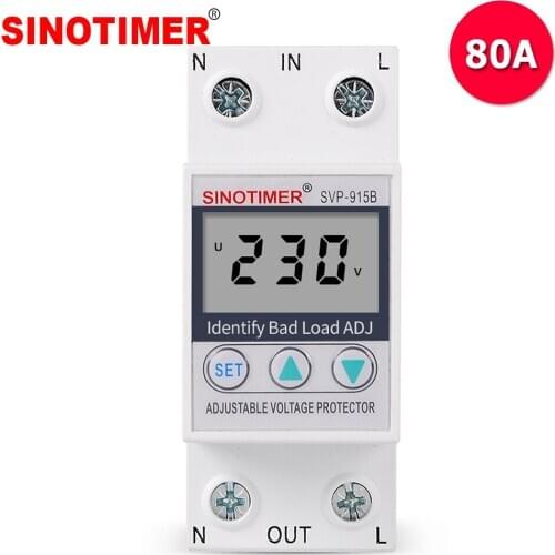 Rental House Usage LCD Digital Display 230V Adjustable Voltage Surge Protector Relay with Bad Load Idenfication Protection