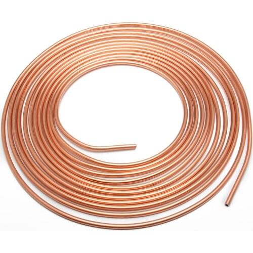 Brake Pipe Hose 25 Inch Roll Tube Coil Brake Line Tubing Durable Kit Copper Piping Tube With 16 Tube Nuts for Car Vehicle Auto