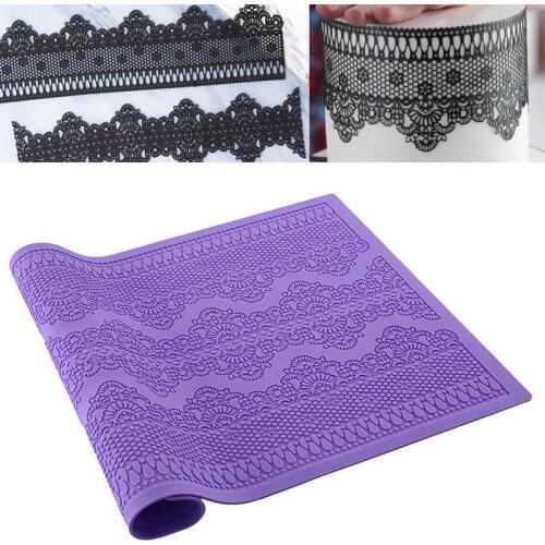 Flower Pattern Silicone Mat Cake Sugar Fondant Lace Embossed Mold Decorating Tool Embossing Mat
