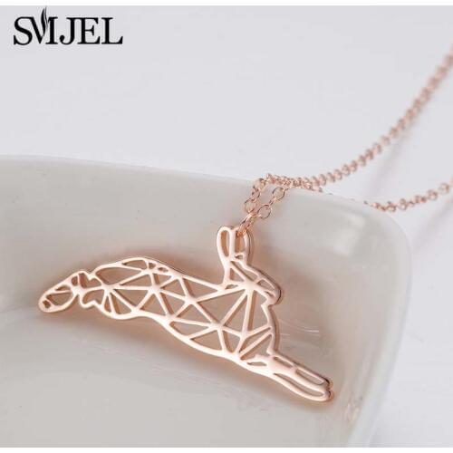 SMJEL Cute Bunny Charm Necklaces Geometric Origami Animal Necklace for Kids Lovely Fashion Jewelry Gifts for Women