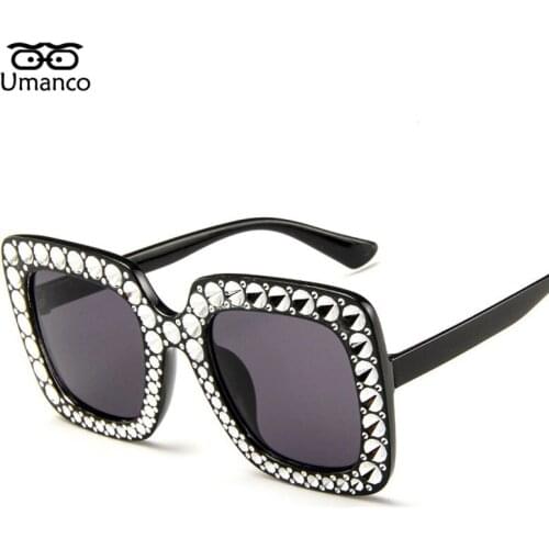 Fashion Big Square Sunglasses for Women With Rhinestone Charms Oversized Eyeglasses Brand Designer Girl Female Ladies UV400 Gift