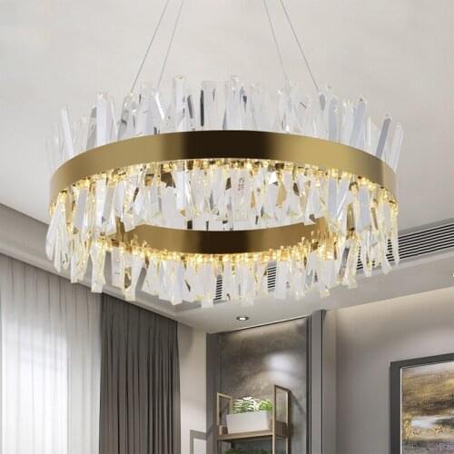 Modern LED Chandelier for Living Room Luxury Crystal Lighting Gold/Chrome Polished Steel Design Hang Chandeliers Lamp