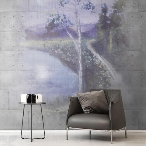MASAR Modern industrial style custom mural cement landscape wallpaper sofa dining room background wall paper Night