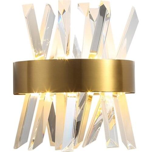 Modern Bedroom Bedside Light Lamp Decor Crystal Wall Lamp Simple Living Room Home LED Wall Sconce Gold Light Fixture Luminaria