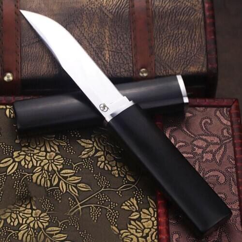 Tokai Ebony Samurai D2 Steel Mirror Knife Vacuum Heat treatment 58-61HRC Super sharp tactical Knife collection Samurai knives