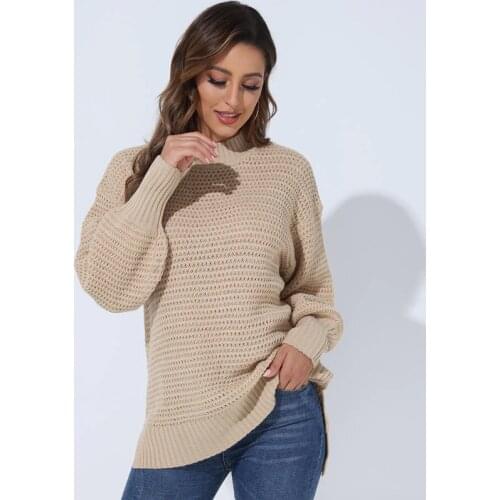 MEIYANGYOUNG Solid Long Sleeve Women Sweater Autumn Winter Loose Side Split Ladies Knitted Sweaters For Woman pullover Jumper