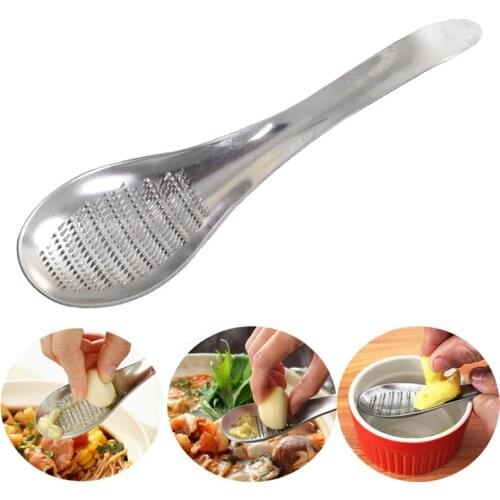 Spoon Shape Stainless Steel Ginger Grater Garlic Grinding Tool Manual Garlic Presses Mini Ginger Grinding Grater Kitchen Gadgets