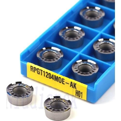 10Pcs RPGT0803MOE-AK H01 Milling Cutter RPGT10T3MOE-AK RPGT1204MOE-AK H01 Carbide Inserts CNC Lathe Turning Tools , For Alumilum
