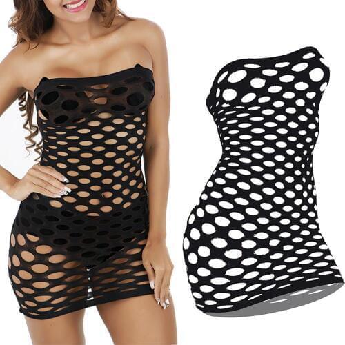 Lingerie Femme Sexy Dress Fishnet Underwear Elasticity Mesh Baby Dolls Dress Sexy Costumes Hollow Out Nightclub Party Dress