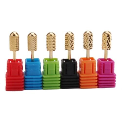 Gold Round Top Burr Nail Drill Bit Electric Drill Accessories 3/32" Cutter for Pedicure Electric Nail Files UV LED Gel Tools