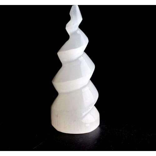 1pc Natural Transparent White Selenite Spiral Tower Gypsum Stone Quartz Crystal Decor Power Relaxation Reiki healing