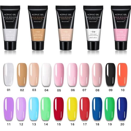 20 Colors 30g Poly Nail Extension Acrylic Poly Nail Gel White Clear Pink Builder Gel Quick Extension Gel UV Builder Gel Kit