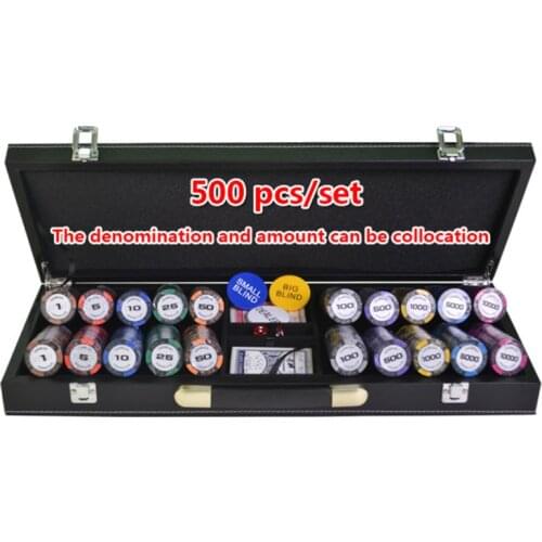 200/300/400/500PCS/SET Poker Chips Sets Wheat Clay Casino Texas Hold'em Poker Sets With Leather Suitcase Free Gift 14g Per Pcs