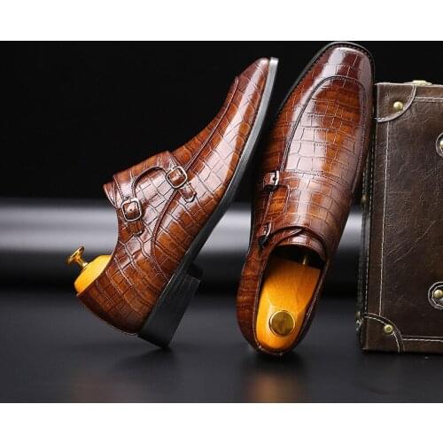 2021 Classic Crocodile Pattern Business Flat Shoes Men Designer Formal Dress Leather Shoes Mens Loafers Christmas Party Shoes