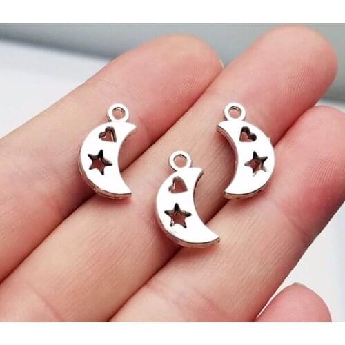 30pcs/lot--17x9mm, moon cham,Antique silver plated Moon And Star charms,DIY supplies,Jewelry accessories
