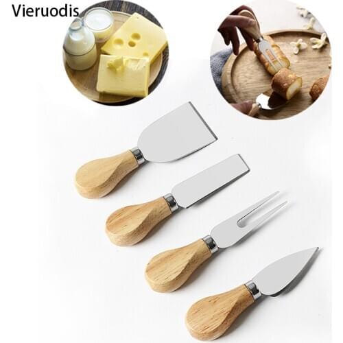4pcs/set wood Handle sets Bard Set Oak bamboo Cheese Cutter Knife slicer Kit Kitchen cheedse cutter Useful Cooking Tools