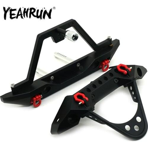 YEAHRUN Aluminum Front & Rear Bumper with Winch Mount Shackles LED Lights for Axial SCX10 1/10 RC Rock Crawler Car Model Parts