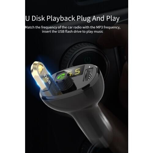 Handsfree FM Transmitter Bluetooth Car Kit Wirless Radio Adapter MP3 Player with Dual USB Fast Charger