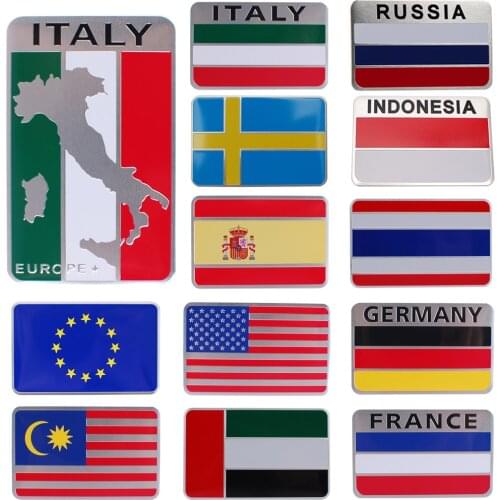 Car Truck Badge Swedan France Russia Flag for Toyota Corolla BMW E60 Volvo XC70 V70 Fiat Citroen Peugeot Lada Chrysler Sticker