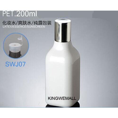 300pcs/lot 200ml DIY white pet plastic bottle, 200ML Pet bottle with silver screw top cap, 200cc cream bottle