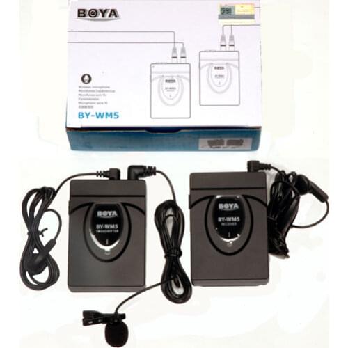 BOYA Wireless Lavalier Lapel Microphone BY-WM5 Portable Transmitter Set Microphones For DSLR Camera Camcorder Audio Recorder Mic