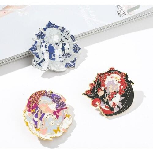 Touhou Project Shrine Maiden Remilia Scarlet Izayoi Sakuya Cosplay Cartoon Props Metal Badge Pin Alloy Brooch Accessories