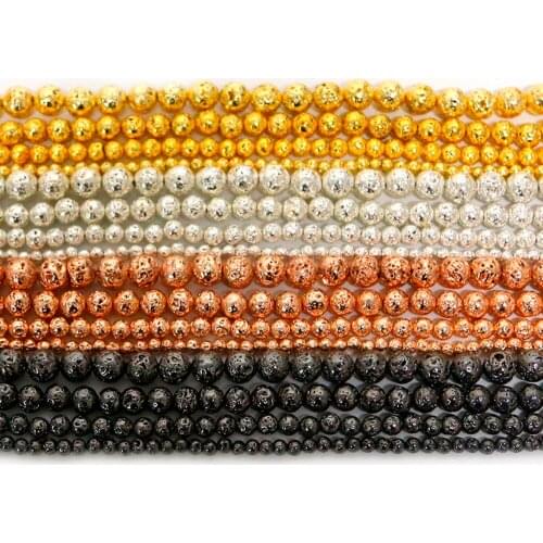 4 6 8 10mm Natural Stone Beads Black Lava Volcanic Hematite Beads Round Loose Beads For Jewelry Making DIY Bracelet Necklace