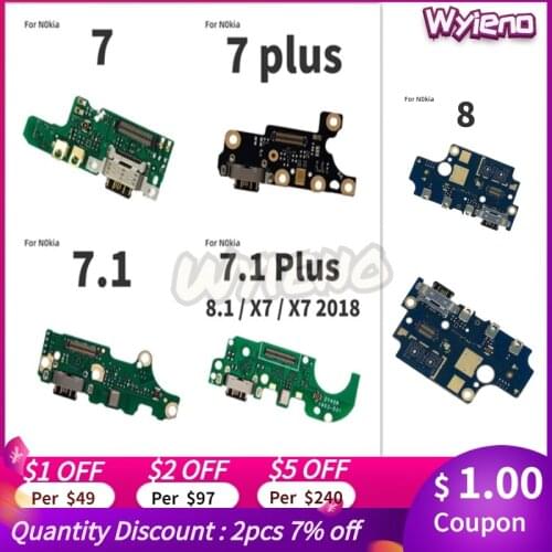 Wyieno For Nokia 7 7.1 X7 2018 8.1 8 X71 Plus USB Dock Charging Port Charger Plug MIC Flex Cable Microphone Connector Board