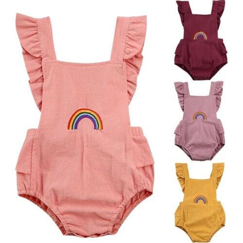 Baby Boys Romper Summer Infant Cotton Newborn Sleeveless Rompers Baby Girl Rainbow embroidery Jumpsuits Cotton Clothes Outfits