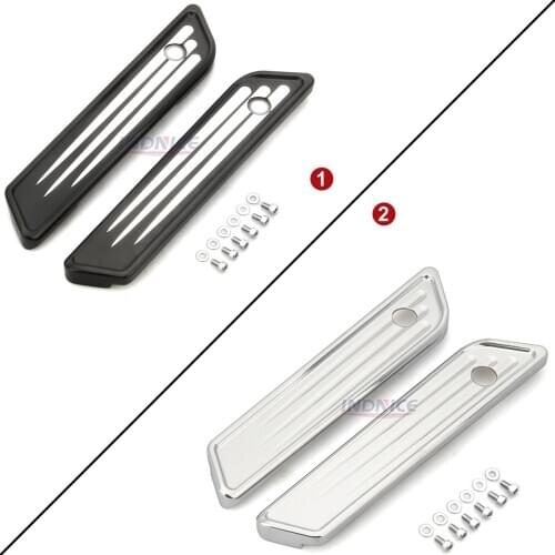 CHROME BLACK Deep Edge Cut Saddlebag hinge Covers for harley Street Glide 14-19