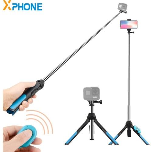 Bluetooth Remote Control Integrated Tripod Selfie Stick for Sports Camera and 4-6 inch Phones Size 19-93cm